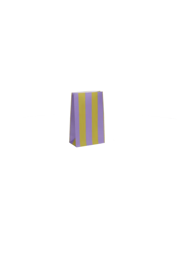 Kado Design Papiertüte mit Boden, Streifen klimpern lila + senf, klein