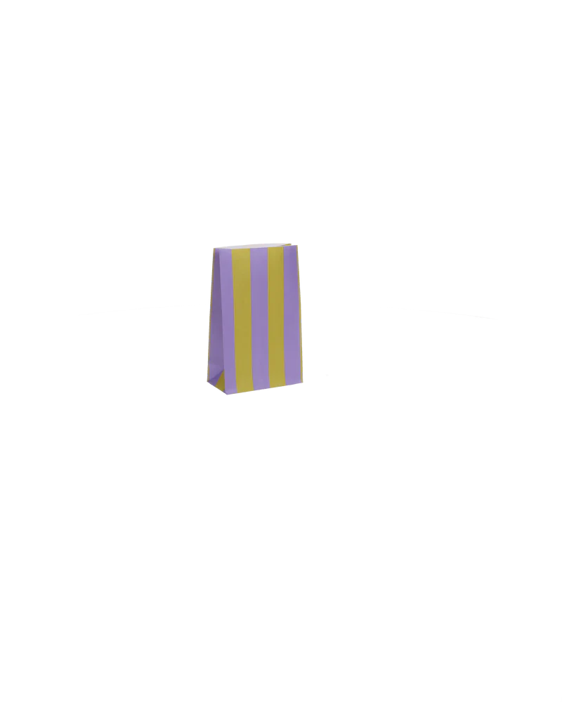 Kado Design Papiertüte mit Boden, Streifen klimpern lila + senf, klein